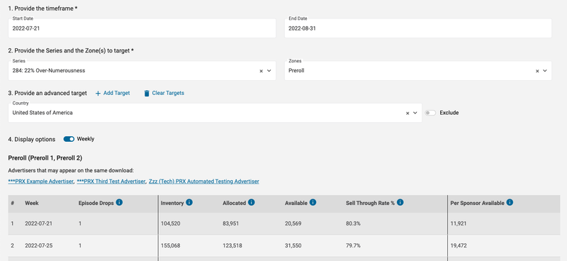 screenshot of availability search in Dovetail