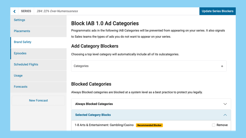 Screenshot of category blockers in Dovetail